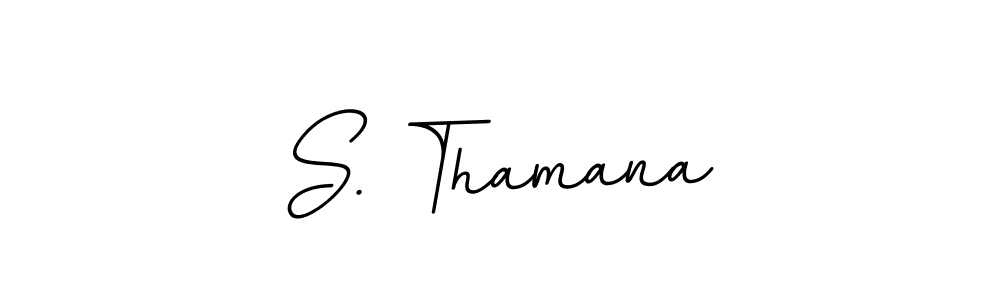 Use a signature maker to create a handwritten signature online. With this signature software, you can design (BallpointsItalic-DORy9) your own signature for name S. Thamana. S. Thamana signature style 11 images and pictures png