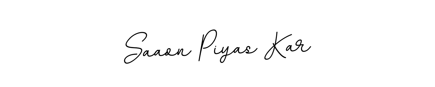 How to make Saaon Piyas Kar name signature. Use BallpointsItalic-DORy9 style for creating short signs online. This is the latest handwritten sign. Saaon Piyas Kar signature style 11 images and pictures png