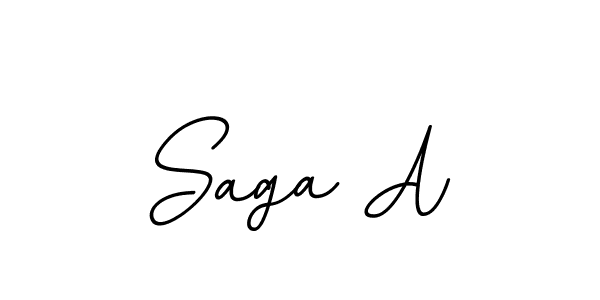How to make Saga A name signature. Use BallpointsItalic-DORy9 style for creating short signs online. This is the latest handwritten sign. Saga A signature style 11 images and pictures png