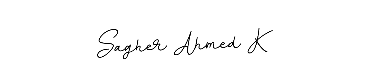 You should practise on your own different ways (BallpointsItalic-DORy9) to write your name (Sagher Ahmed K) in signature. don't let someone else do it for you. Sagher Ahmed K signature style 11 images and pictures png