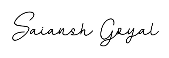 The BallpointsItalic-DORy9 typeface gives name Saiansh Goyal a refined look. Suitable for certificates, diplomas, and official verification. Saiansh Goyal signature style 11 images and pictures png