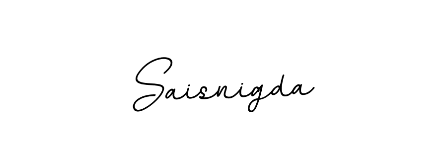 How to make Saisnigda name signature. Use BallpointsItalic-DORy9 style for creating short signs online. This is the latest handwritten sign. Saisnigda signature style 11 images and pictures png