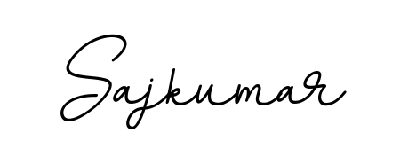 A timeless handwritten aesthetic for Sajkumar. The BallpointsItalic-DORy9 font gives your signature a handcrafted feel with natural curves. Sajkumar signature style 11 images and pictures png