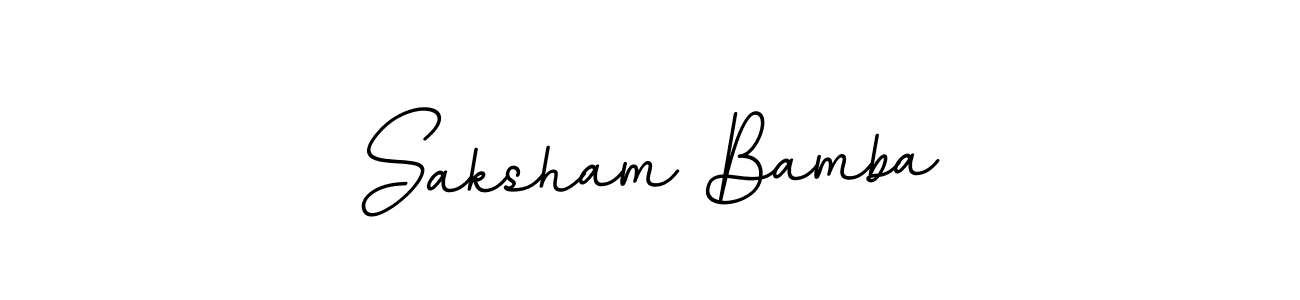 You should practise on your own different ways (BallpointsItalic-DORy9) to write your name (Saksham Bamba) in signature. don't let someone else do it for you. Saksham Bamba signature style 11 images and pictures png