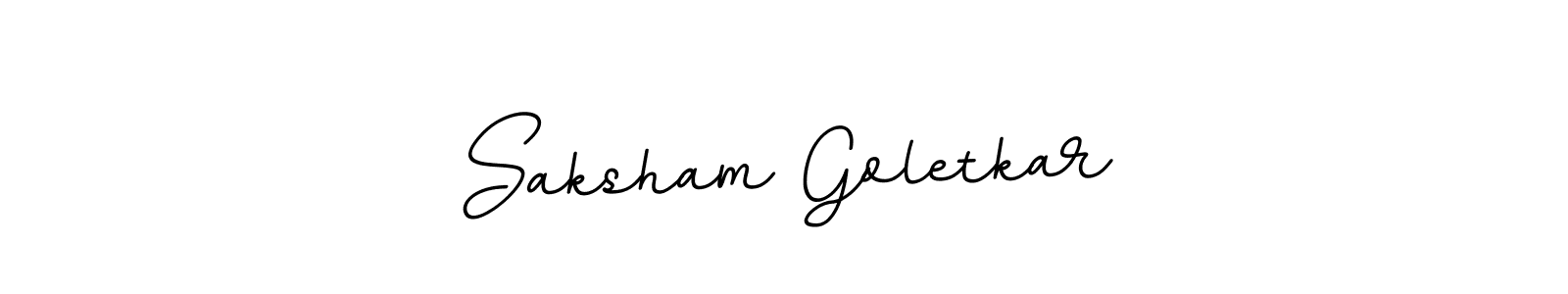 This is the best signature style for the Saksham Goletkar name. Also you like these signature font (BallpointsItalic-DORy9). Mix name signature. Saksham Goletkar signature style 11 images and pictures png