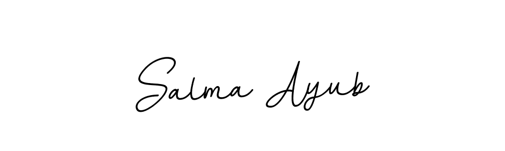 You should practise on your own different ways (BallpointsItalic-DORy9) to write your name (Salma Ayub) in signature. don't let someone else do it for you. Salma Ayub signature style 11 images and pictures png