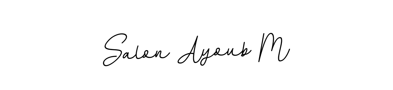 if you are searching for the best signature style for your name Salon Ayoub M. so please give up your signature search. here we have designed multiple signature styles  using BallpointsItalic-DORy9. Salon Ayoub M signature style 11 images and pictures png