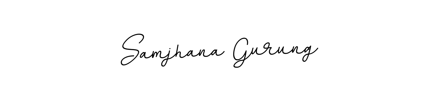The best way (BallpointsItalic-DORy9) to make a short signature is to pick only two or three words in your name. The name Samjhana Gurung include a total of six letters. For converting this name. Samjhana Gurung signature style 11 images and pictures png