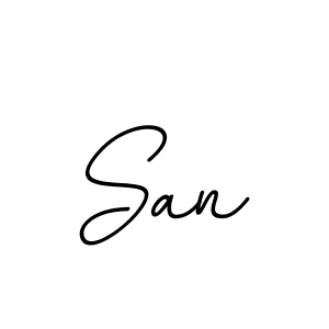 Use a signature maker to create a handwritten signature online. With this signature software, you can design (BallpointsItalic-DORy9) your own signature for name San. San signature style 11 images and pictures png