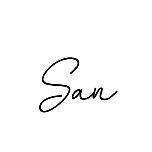 Use a signature maker to create a handwritten signature online. With this signature software, you can design (BallpointsItalic-DORy9) your own signature for name San. San signature style 11 images and pictures png