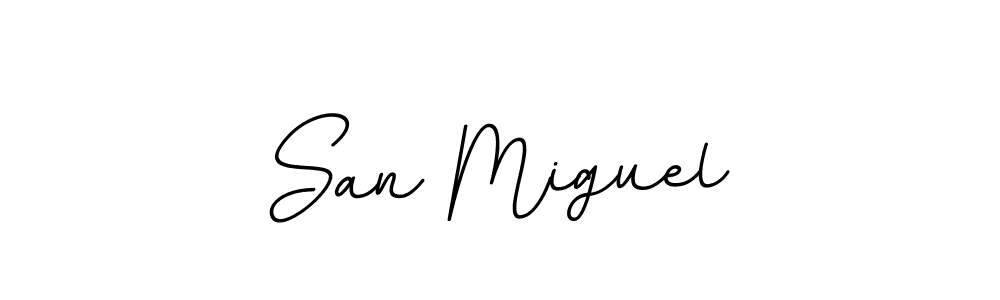 How to make San Miguel name signature. Use BallpointsItalic-DORy9 style for creating short signs online. This is the latest handwritten sign. San Miguel signature style 11 images and pictures png