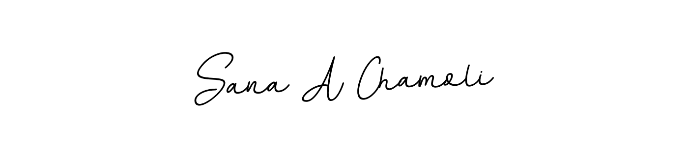 How to make Sana A Chamoli name signature. Use BallpointsItalic-DORy9 style for creating short signs online. This is the latest handwritten sign. Sana A Chamoli signature style 11 images and pictures png