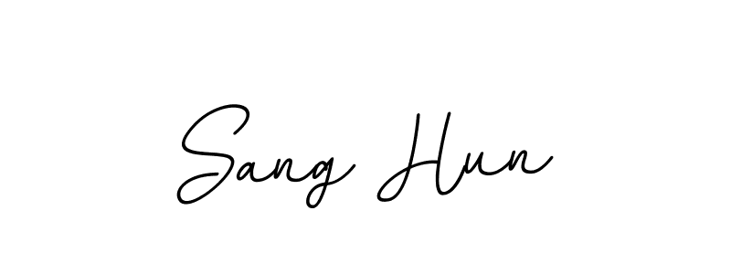 You should practise on your own different ways (BallpointsItalic-DORy9) to write your name (Sang Hun) in signature. don't let someone else do it for you. Sang Hun signature style 11 images and pictures png