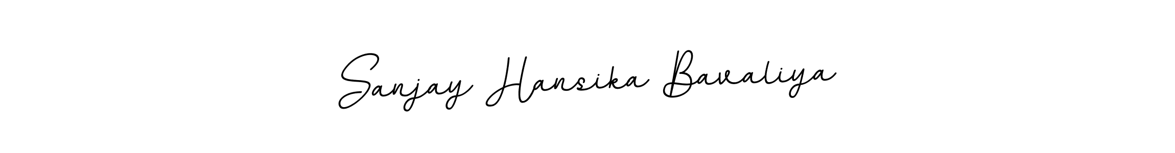 How to make Sanjay Hansika Bavaliya name signature. Use BallpointsItalic-DORy9 style for creating short signs online. This is the latest handwritten sign. Sanjay Hansika Bavaliya signature style 11 images and pictures png
