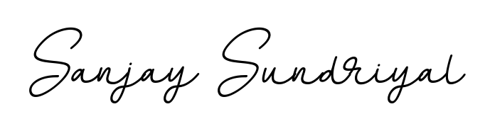 A modern signature idea for name Sanjay Sundriyal using BallpointsItalic-DORy9 font. Clean strokes and elegant curves make it stand out instantly. Sanjay Sundriyal signature style 11 images and pictures png