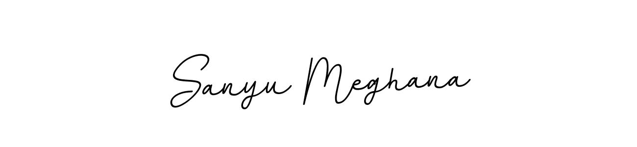 You should practise on your own different ways (BallpointsItalic-DORy9) to write your name (Sanyu Meghana) in signature. don't let someone else do it for you. Sanyu Meghana signature style 11 images and pictures png
