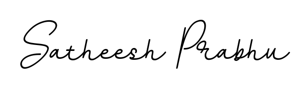 The BallpointsItalic-DORy9 font transforms the name Satheesh Prabhu into an executive sign with sharp precision and distinguished character. Satheesh Prabhu signature style 11 images and pictures png