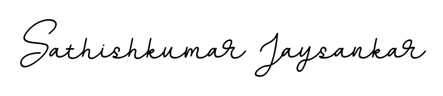 Stand out with a creative autograph for Sathishkumar Jaysankar. The BallpointsItalic-DORy9 styling blends modern aesthetics with classic signature flourishes. Sathishkumar Jaysankar signature style 11 images and pictures png