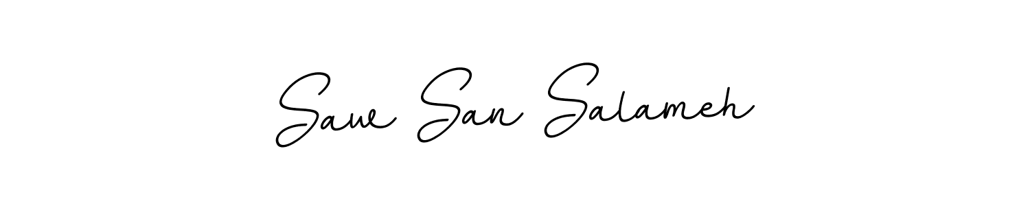 The best way (BallpointsItalic-DORy9) to make a short signature is to pick only two or three words in your name. The name Saw San Salameh include a total of six letters. For converting this name. Saw San Salameh signature style 11 images and pictures png