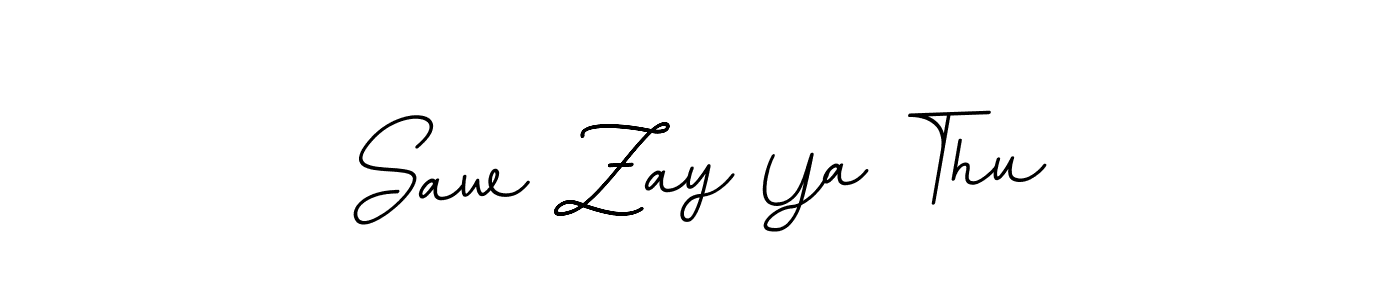 Design your own signature with our free online signature maker. With this signature software, you can create a handwritten (BallpointsItalic-DORy9) signature for name Saw Zay Ya Thu. Saw Zay Ya Thu signature style 11 images and pictures png