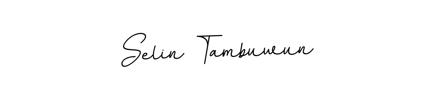 The best way (BallpointsItalic-DORy9) to make a short signature is to pick only two or three words in your name. The name Selin Tambuwun include a total of six letters. For converting this name. Selin Tambuwun signature style 11 images and pictures png
