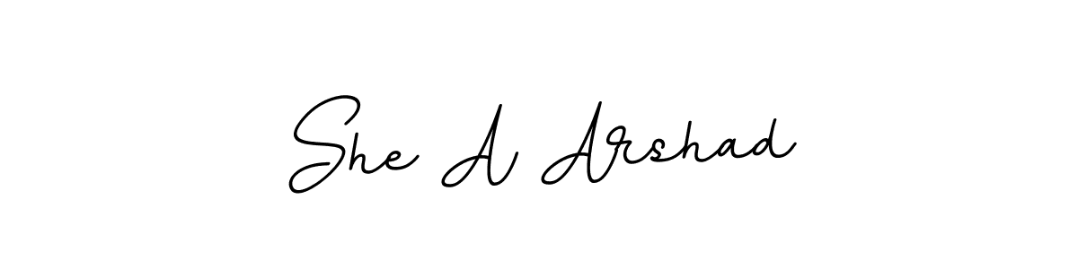Use a signature maker to create a handwritten signature online. With this signature software, you can design (BallpointsItalic-DORy9) your own signature for name She A Arshad. She A Arshad signature style 11 images and pictures png