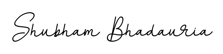 The BallpointsItalic-DORy9 typeface gives name Shubham Bhadauria a refined look. Suitable for certificates, diplomas, and official verification. Shubham Bhadauria signature style 11 images and pictures png