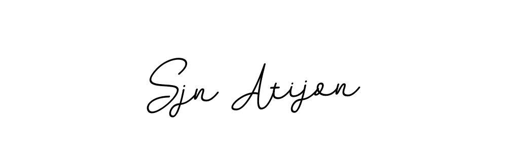 The best way (BallpointsItalic-DORy9) to make a short signature is to pick only two or three words in your name. The name Sjn Atijon include a total of six letters. For converting this name. Sjn Atijon signature style 11 images and pictures png