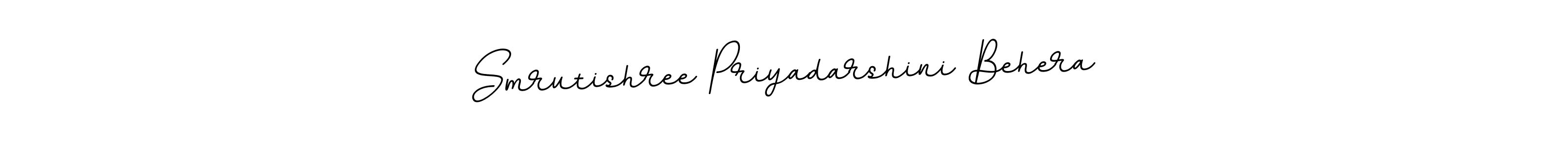 You should practise on your own different ways (BallpointsItalic-DORy9) to write your name (Smrutishree Priyadarshini Behera) in signature. don't let someone else do it for you. Smrutishree Priyadarshini Behera signature style 11 images and pictures png