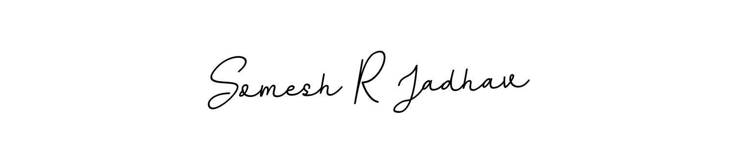 How to make Somesh R Jadhav name signature. Use BallpointsItalic-DORy9 style for creating short signs online. This is the latest handwritten sign. Somesh R Jadhav signature style 11 images and pictures png