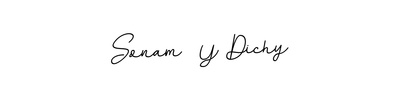 This is the best signature style for the Sonam  Y Dichy name. Also you like these signature font (BallpointsItalic-DORy9). Mix name signature. Sonam  Y Dichy signature style 11 images and pictures png