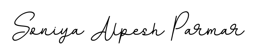 The BallpointsItalic-DORy9 typeface gives name Soniya Alpesh Parmar a refined look. Suitable for certificates, diplomas, and official verification. Soniya Alpesh Parmar signature style 11 images and pictures png