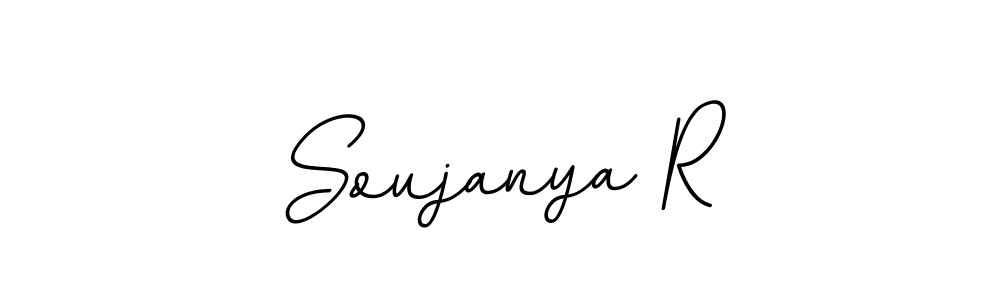 How to make Soujanya R name signature. Use BallpointsItalic-DORy9 style for creating short signs online. This is the latest handwritten sign. Soujanya R signature style 11 images and pictures png