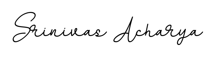 Get an exclusive digital autograph for Srinivas Acharya. The BallpointsItalic-DORy9 typeface captures the charm of real penmanship on paper. Srinivas Acharya signature style 11 images and pictures png
