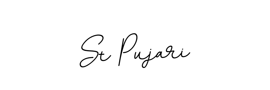 Use a signature maker to create a handwritten signature online. With this signature software, you can design (BallpointsItalic-DORy9) your own signature for name St Pujari. St Pujari signature style 11 images and pictures png