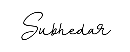 A stylish, flowing autograph style designed for name Subhedar using BallpointsItalic-DORy9 typography. Perfect for digital creative projects. Subhedar signature style 11 images and pictures png
