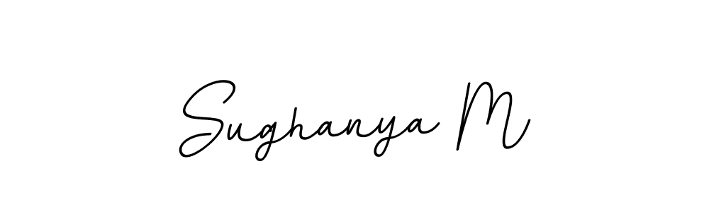 How to make Sughanya M name signature. Use BallpointsItalic-DORy9 style for creating short signs online. This is the latest handwritten sign. Sughanya M signature style 11 images and pictures png