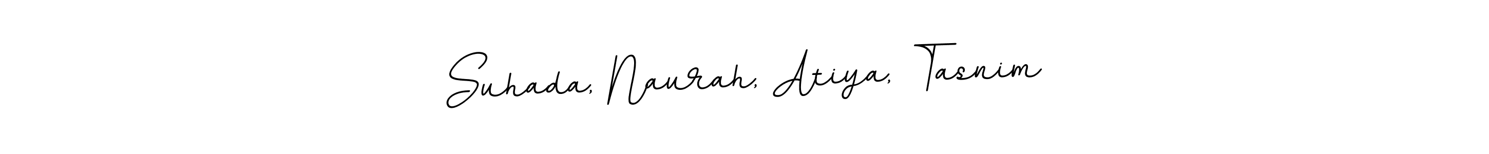 This is the best signature style for the Suhada, Naurah, Atiya, Tasnim name. Also you like these signature font (BallpointsItalic-DORy9). Mix name signature. Suhada, Naurah, Atiya, Tasnim signature style 11 images and pictures png