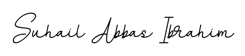The BallpointsItalic-DORy9 typeface gives name Suhail Abbas Ibrahim a refined look. Suitable for certificates, diplomas, and official verification. Suhail Abbas Ibrahim signature style 11 images and pictures png