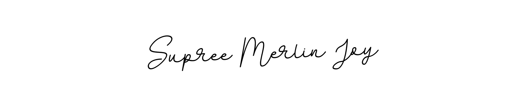 The best way (BallpointsItalic-DORy9) to make a short signature is to pick only two or three words in your name. The name Supree Merlin Joy include a total of six letters. For converting this name. Supree Merlin Joy signature style 11 images and pictures png