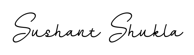 A sleek calligraphic signature for name Sushant Shukla utilizing BallpointsItalic-DORy9 styling. Great for adding personal signatures to photos and art. Sushant Shukla signature style 11 images and pictures png