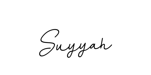 Use a signature maker to create a handwritten signature online. With this signature software, you can design (BallpointsItalic-DORy9) your own signature for name Suyyah. Suyyah signature style 11 images and pictures png