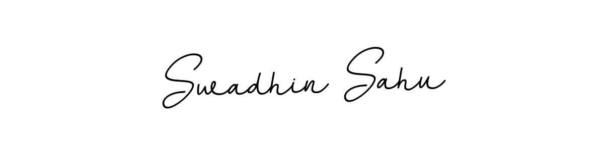 The best way (BallpointsItalic-DORy9) to make a short signature is to pick only two or three words in your name. The name Swadhin Sahu include a total of six letters. For converting this name. Swadhin Sahu signature style 11 images and pictures png
