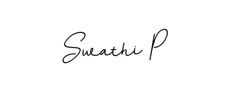 Use a signature maker to create a handwritten signature online. With this signature software, you can design (BallpointsItalic-DORy9) your own signature for name Swathi P. Swathi P signature style 11 images and pictures png