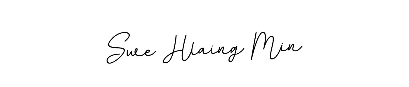 How to make Swe Hlaing Min name signature. Use BallpointsItalic-DORy9 style for creating short signs online. This is the latest handwritten sign. Swe Hlaing Min signature style 11 images and pictures png