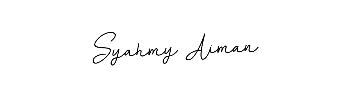 Use a signature maker to create a handwritten signature online. With this signature software, you can design (BallpointsItalic-DORy9) your own signature for name Syahmy Aiman. Syahmy Aiman signature style 11 images and pictures png