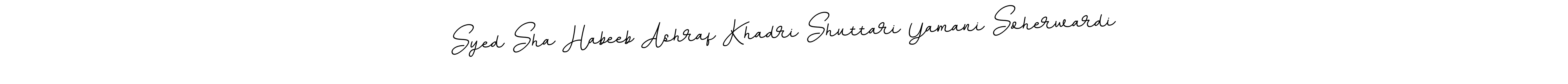 Create a beautiful signature design for name Syed Sha Habeeb Ashraf Khadri Shuttari Yamani Soherwardi. With this signature (BallpointsItalic-DORy9) fonts, you can make a handwritten signature for free. Syed Sha Habeeb Ashraf Khadri Shuttari Yamani Soherwardi signature style 11 images and pictures png