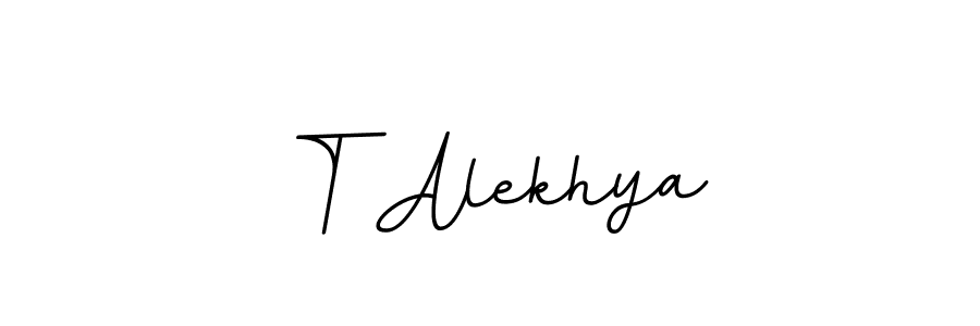 Design your own signature with our free online signature maker. With this signature software, you can create a handwritten (BallpointsItalic-DORy9) signature for name T Alekhya. T Alekhya signature style 11 images and pictures png