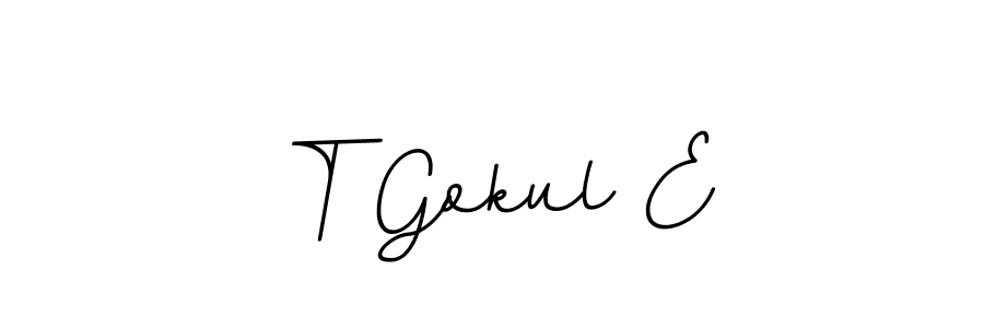 How to make T Gokul E name signature. Use BallpointsItalic-DORy9 style for creating short signs online. This is the latest handwritten sign. T Gokul E signature style 11 images and pictures png