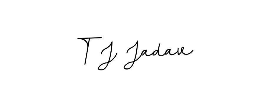 How to make T J Jadav name signature. Use BallpointsItalic-DORy9 style for creating short signs online. This is the latest handwritten sign. T J Jadav signature style 11 images and pictures png